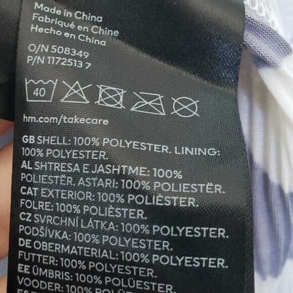 H&M Womens S Accordion Pleat Mini Dress Deep V Neck Abstract Stripe Brown Tiered - Picture 6 of 6